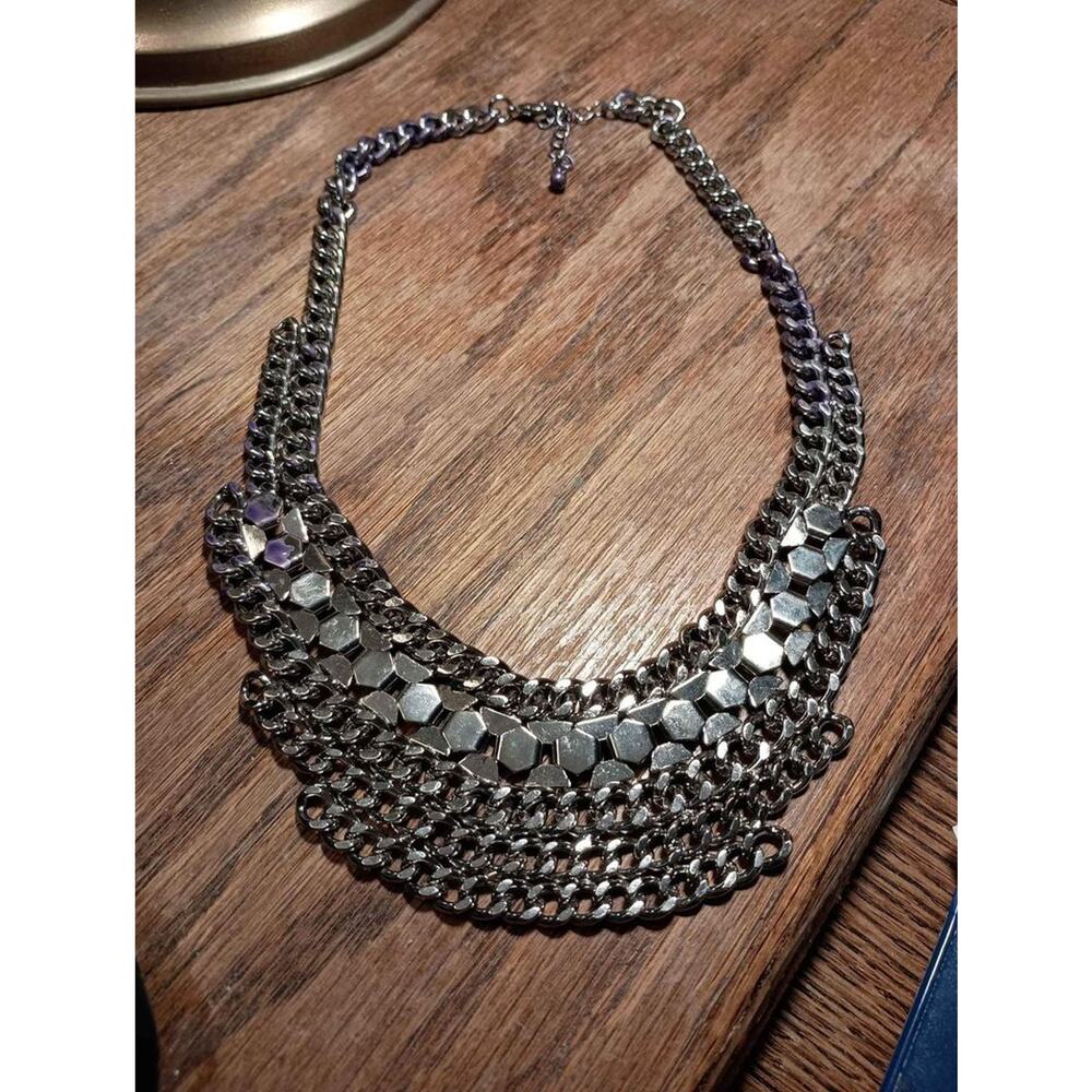 Large 5 tier Silver-toned Princess Necklace